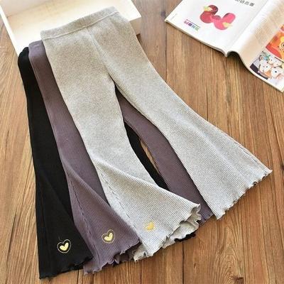 Kids Girls Flare Legging Arrival Children Casual Elastic Pants Heart Embroidery Slim Fit Leggins Baby Girl Summer Pants