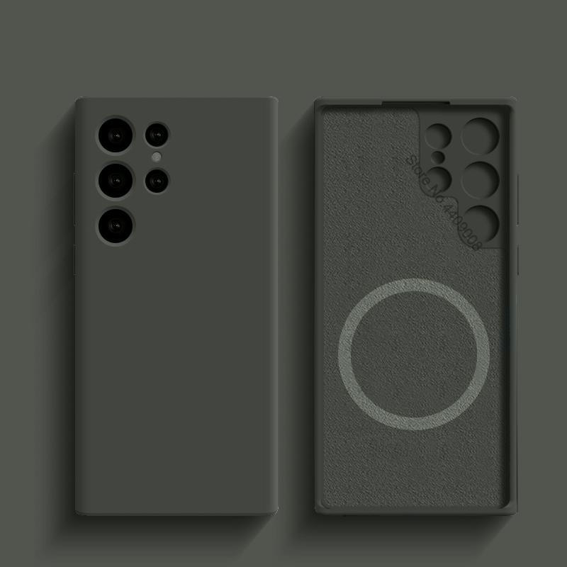 Custodia in Silicone Liquido Per Magsafe Per Samsung Galaxy S24 S22 S21 S23 S25 Ultra Plus Fe Ricarica Wireless Magnetica Cover Antiurto