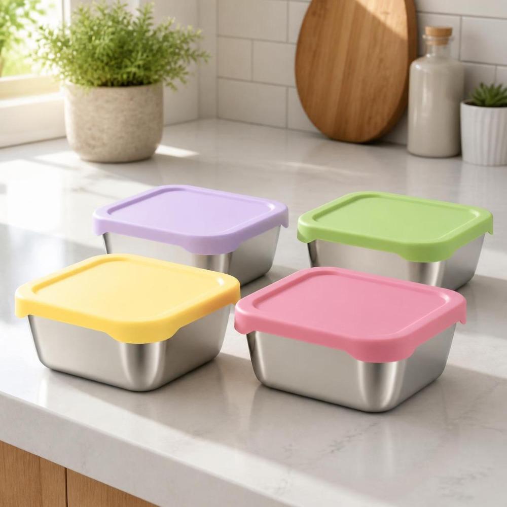 Silicone Lid Food Storage Container Stackable Meal Prep Container Refrigerator Storage