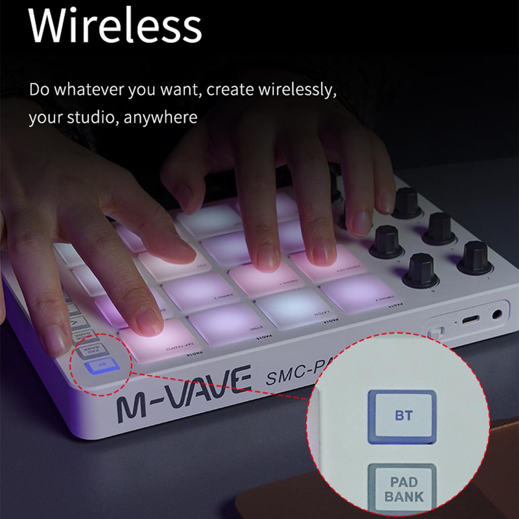 SMC-PAD Wireless MIDI Controller Suitable Percussion Keyboard USB-C Interface Portable Design Small MIDI Pad