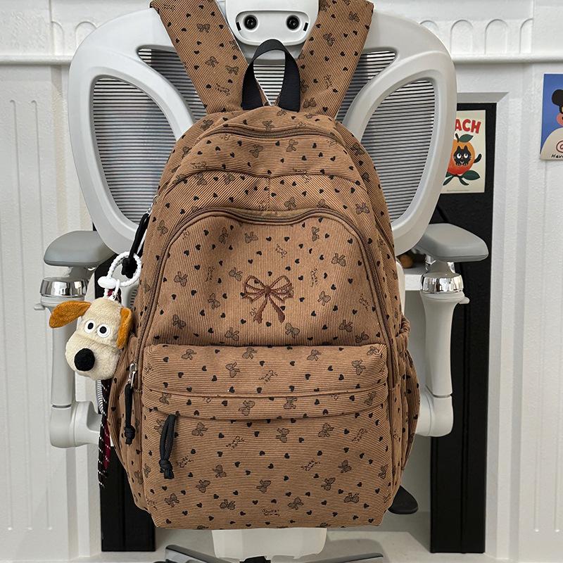 Schoolbag Korean version ins college style fresh bow schoolbag versatile sweet shoulder big size campus students lightweight schoolbag