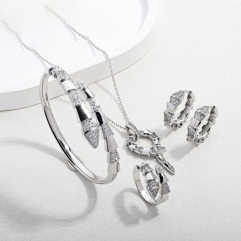 2026 Jewelry High-end Jewelry 4-piece Necklace Jewelry Snake Zircon Jewelry Set Women