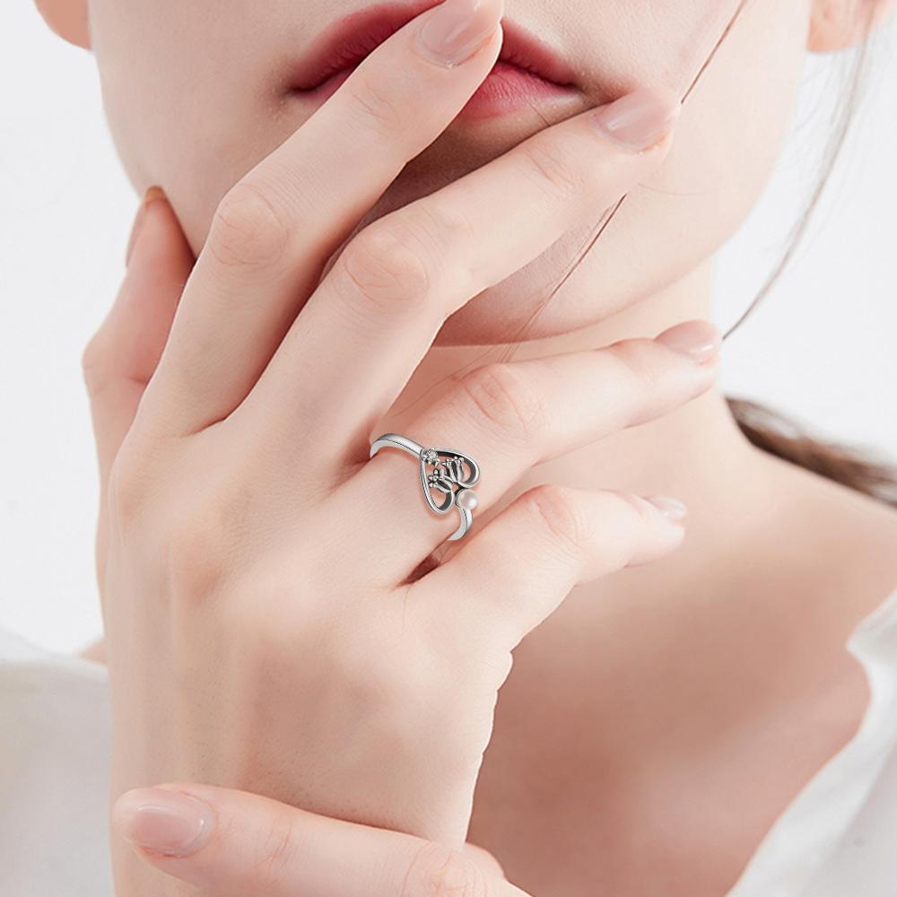 Nouvelles Bagues Bague en Argent 925 Bague Originale en Argent Perle Pour Femmes Luxe Zircon Simple Bague de Doigt Bijoux Cadeaux Amoureux