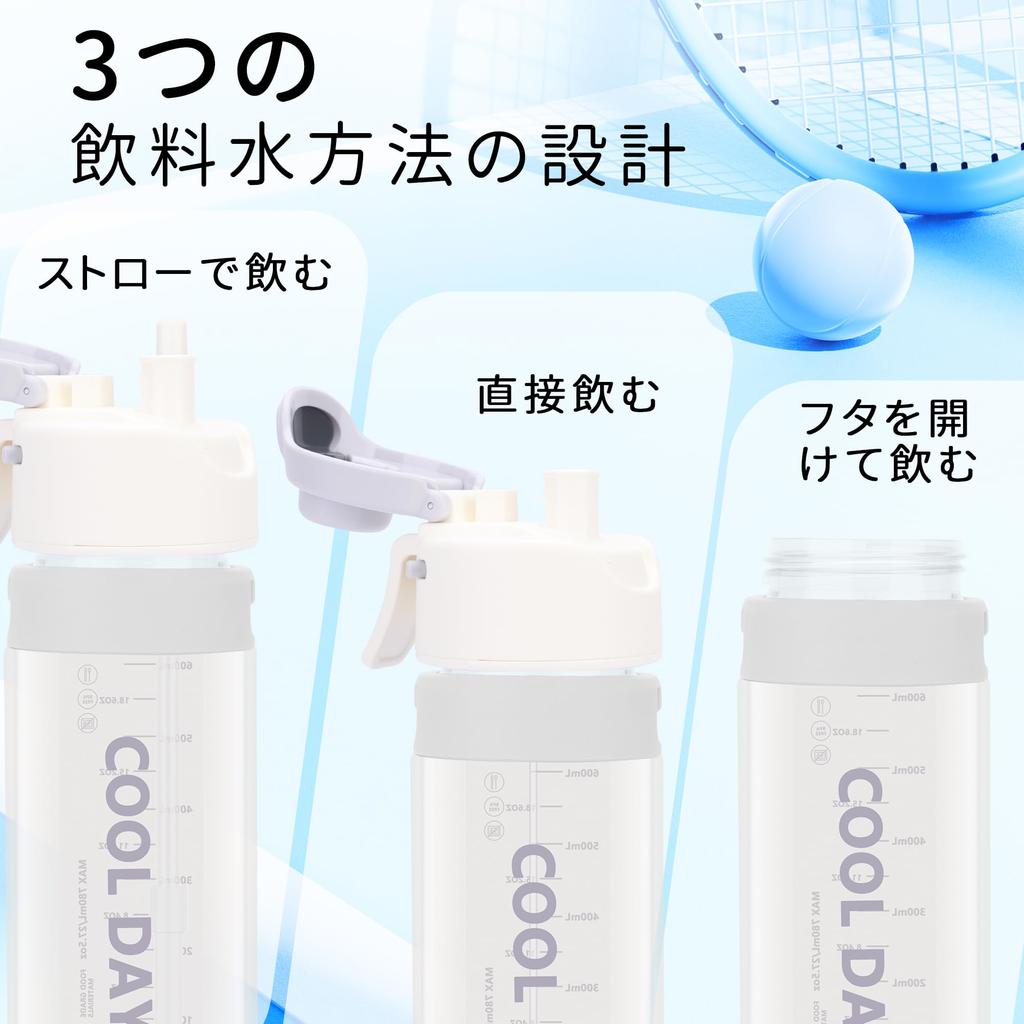 CLICSUN 780ml Wasserflasche mit Sprühbecher und Sprühdüse Groß Ultra Sport Hitzschlag Hitze Weiß Strohhalm, Transparent, Hydratation, Trinken, Fassungsvermögen,