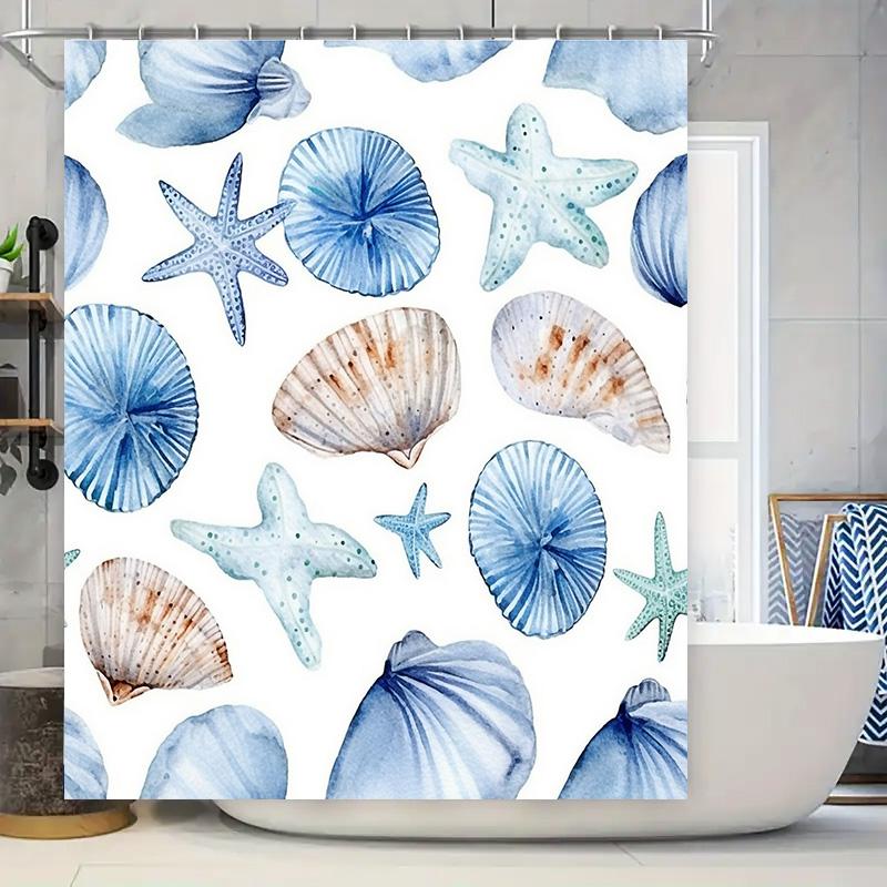 

Seashell Blue Tones Shower Curtain Nautical Decor Home Bath Accessories For Kids Bedroom Apartment Hotel Bathroom Decorations Cu W60H190(CM)-1 Pcs