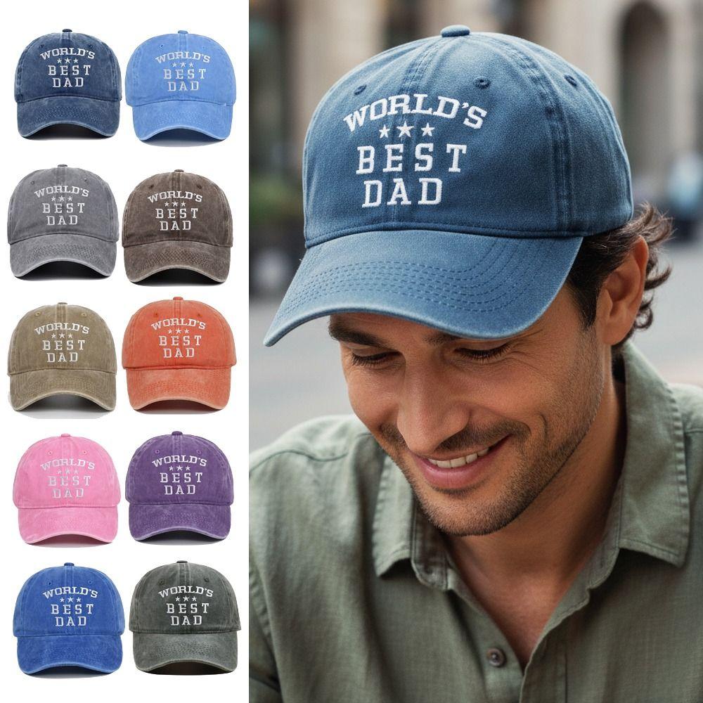 Adjustable Embroidery Baseball Hats Washed Cotton Baseball Cap World's Best Dad Caps Father's Gift