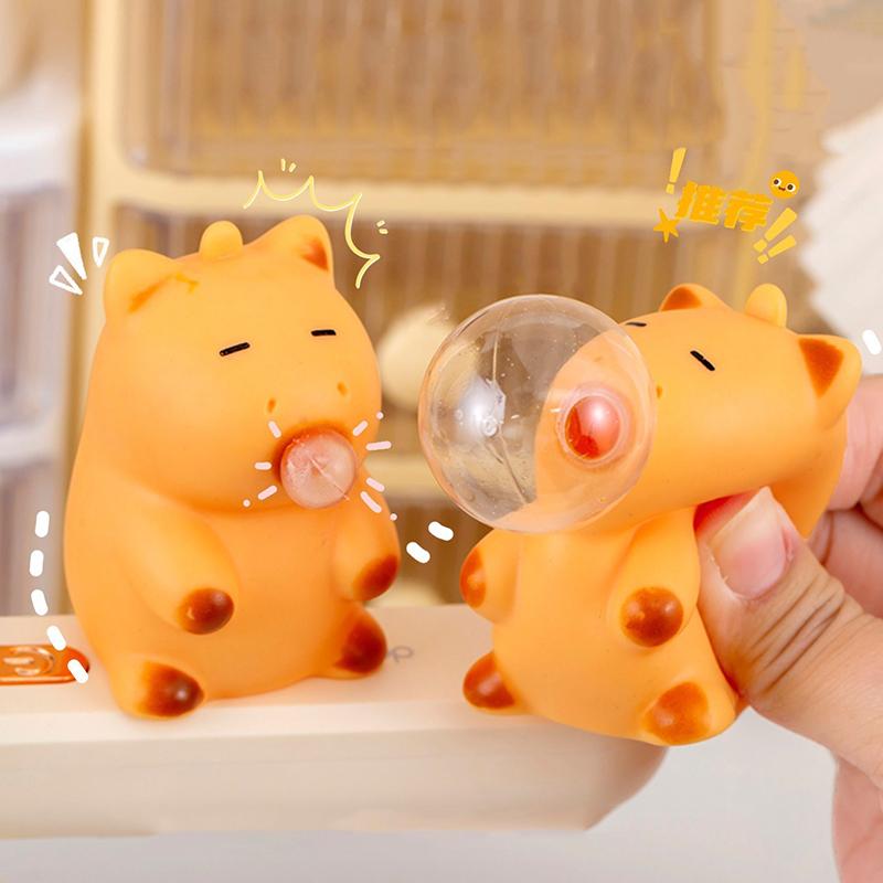 Funny Blow Bubble Capybara Figurine Squeeze Pop Out Toy Stress Toy Novelty Gag Table Toy Decompression Pinch Fidget Toy Kid Gift