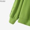 ZANZEA Women Casual Embroidered Splice Long Sleeve Loose Pullover Tops
