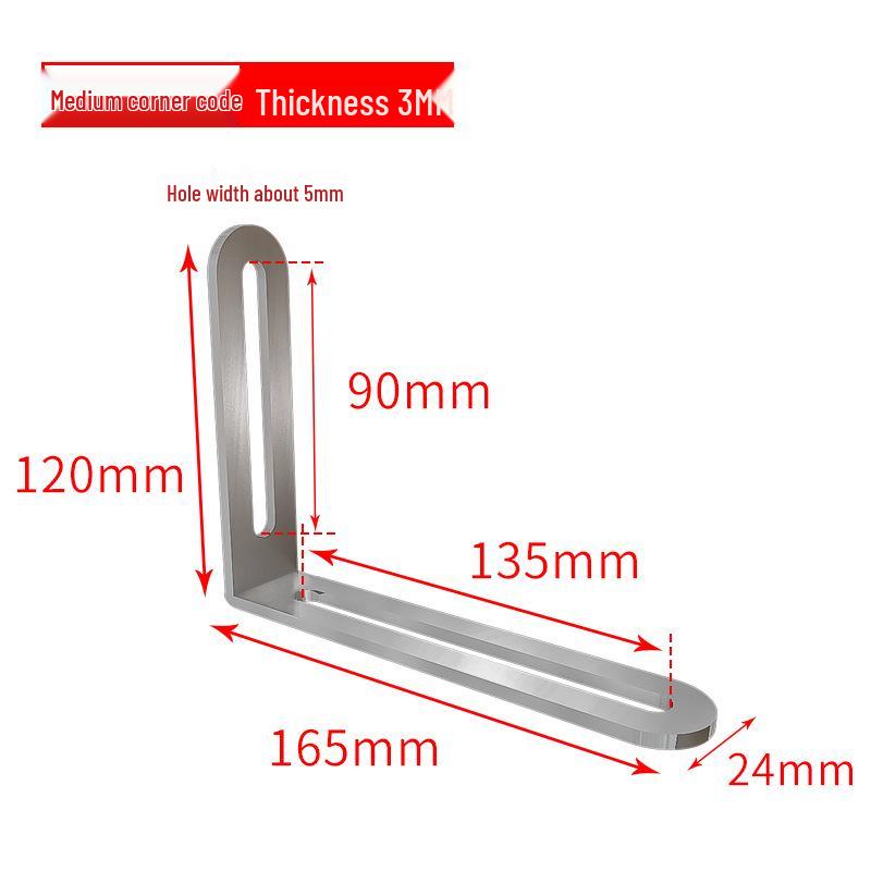 Stainless Steel 90° Movable L-Shaped Corner Bracket with Long Hole for Shelf Support