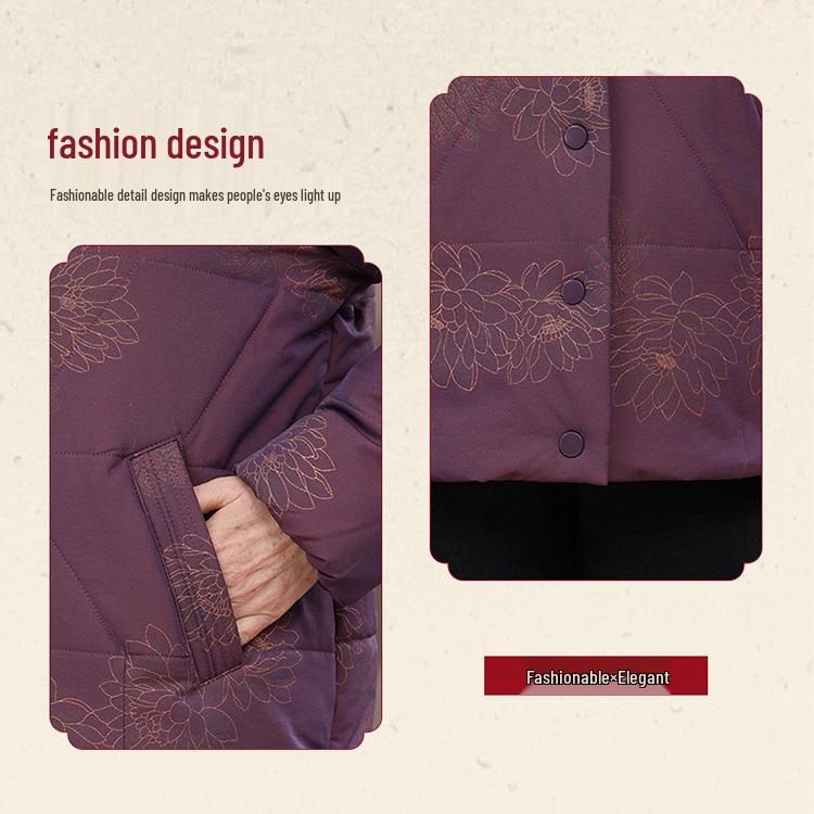 Elderly Women's Cotton-Padded Winter Jacket - Thick, Short Style for Grandmas, Moms, and Older Ladies
