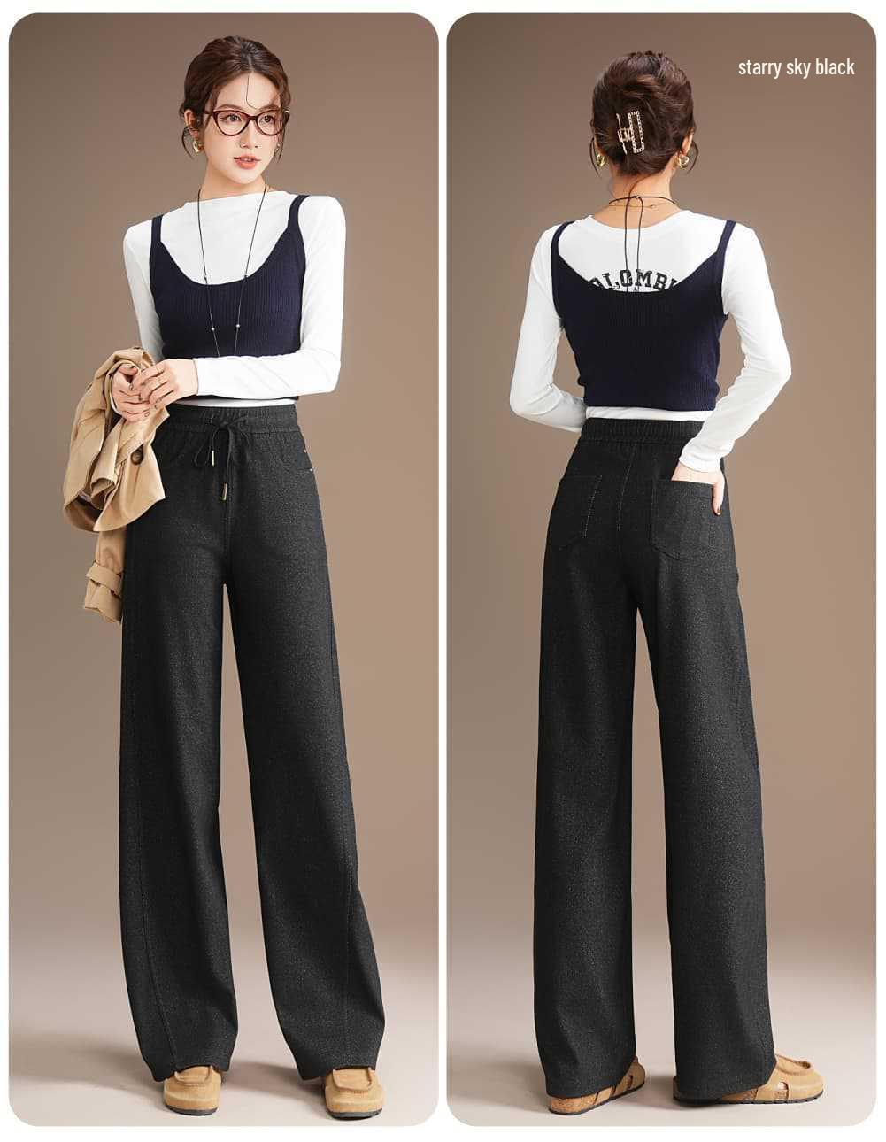 

2025 A/W White Geese Knit Starry Sky Denim Wide-Leg Jacquard Pants 3XL (64-70 kg)