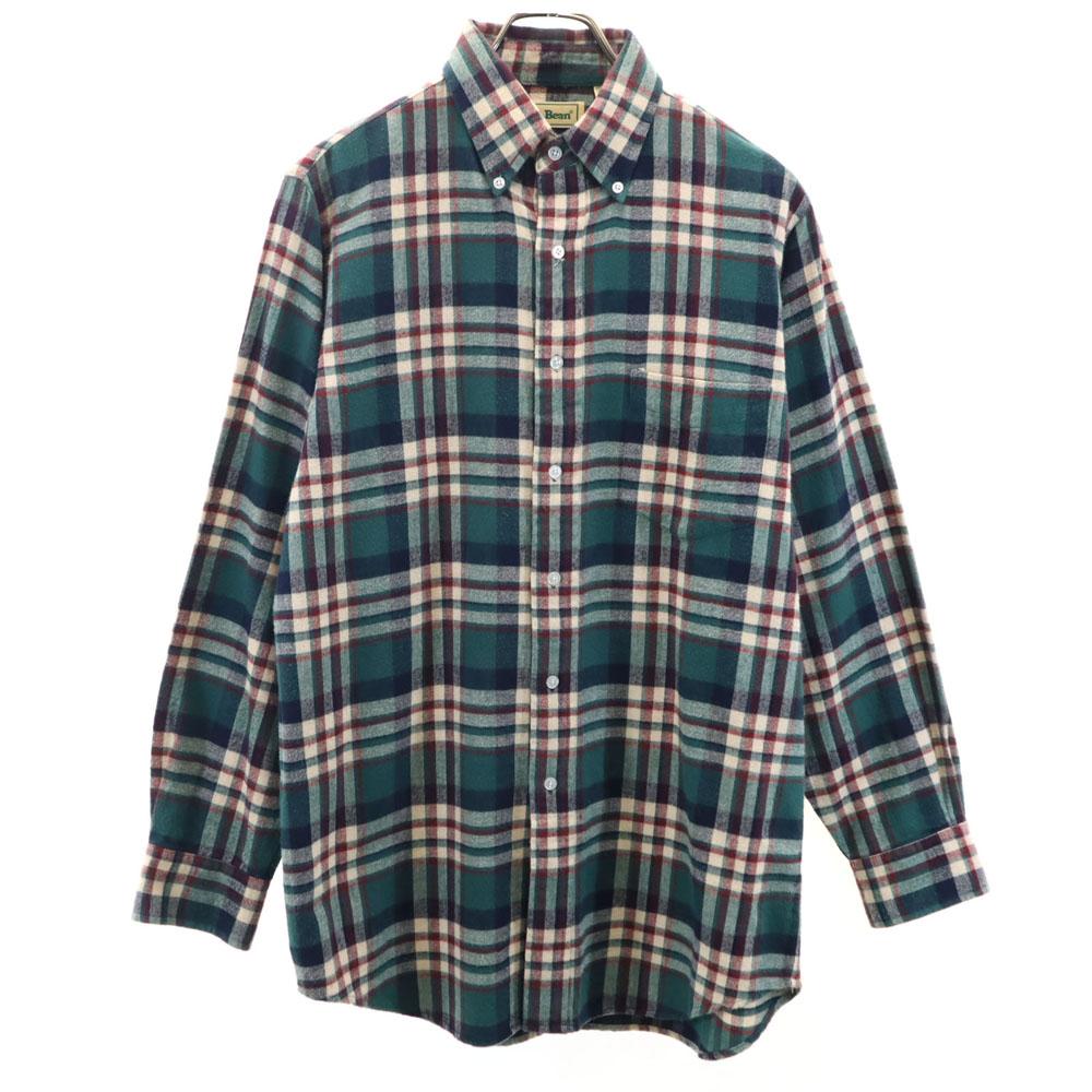 L.L.BEAN 80s Outdoor Vintage Check Pattern Long Sleeve Flannel Button Down Shirt Men's Used