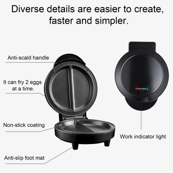 Dvouzónový elektrický výrobník omelet 1000 W Rychlé nahřívání Vařič vajec Nepřilnavá dvojitá pánev na omelety pro sendviče, palačinky, frittaty, lívance