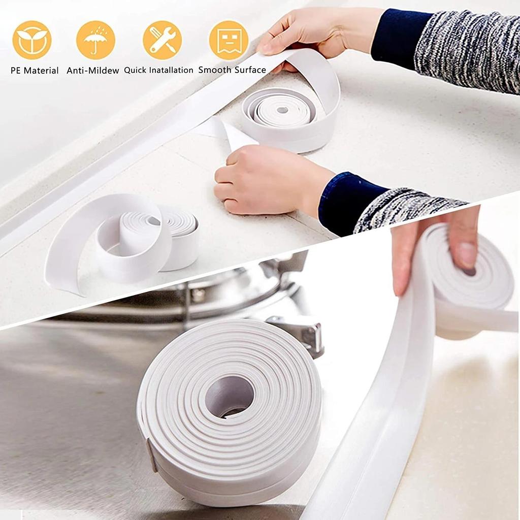 Bathroom Shower Sink Bath Sealing Strip Tape White PVC Self Adhesive Waterproof Wall Sticker for Bathroom Kitchen