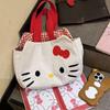 Cute  Kitty Canvas Bag Red Tote Bag Large Capacity Portable Tote Bag Shoulder Handbag Commuting Travel Bag For Daily Use