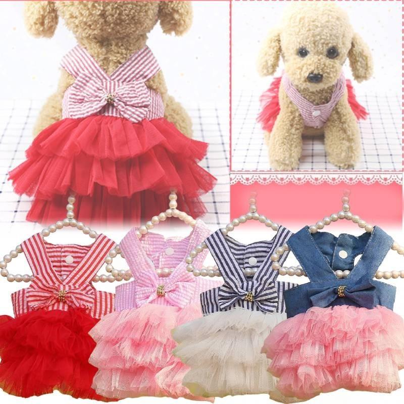 Elegant Red Striped Pet Dress For Small Dogs And Cats Perfect For Summer