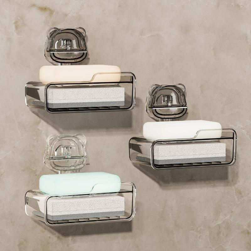 Suction Cup Soap Holder Shower Dish With Drainage Holes, No Drill Wall Mounted For Bathroom Shower, Vanity Soap Holder