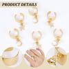 304 Stainless Steel Cuff Rings, Star & Moon Alloy Pendant, Golden, Adjustable, 37~38mm, 6pcs/set