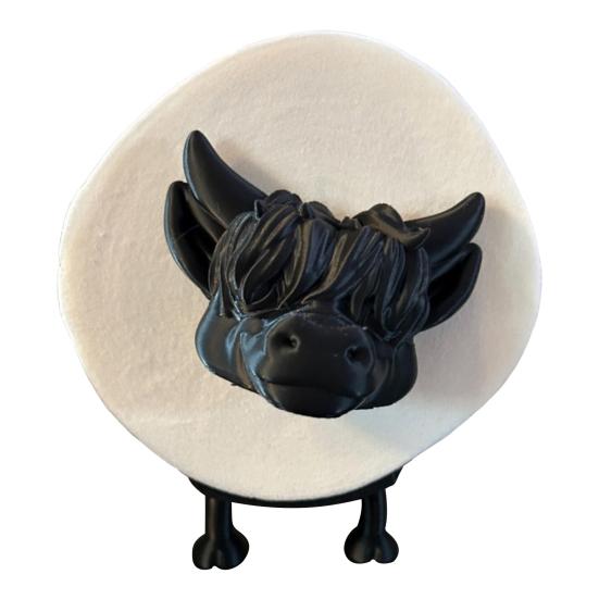 

Держатель для туалетной бумаги в виде коровы Хайленд, стойка для салфеток, отдельно стоящий декоративный забавный держатель для туалетной бумаги, украшение для ванной комнаты чёрный