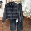Womens Short Lightweight Duck Down Puffer Jacket Fleece Lined Drawstring Pants Set Casual Outfit