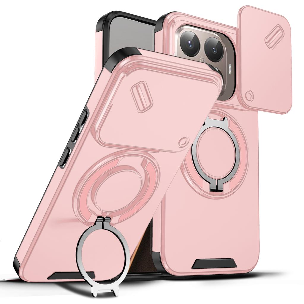 Magnetic Ring Stand Phone Case For Xiaomi 15T Pro Slide Camera Lens Protection Soft TPU Frame Hard Plastic Back Cover Fundas