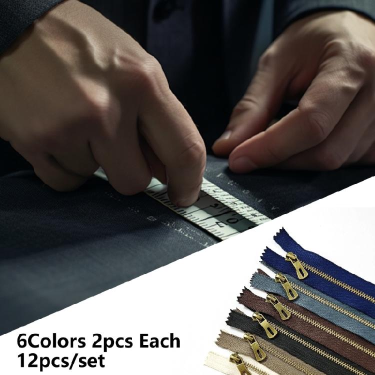 12Pcs Metal Zippers for Sewing Craft Closed-end Zips Fasteners Zippers for Clothing Repair Bag Making and Sewing Craft
