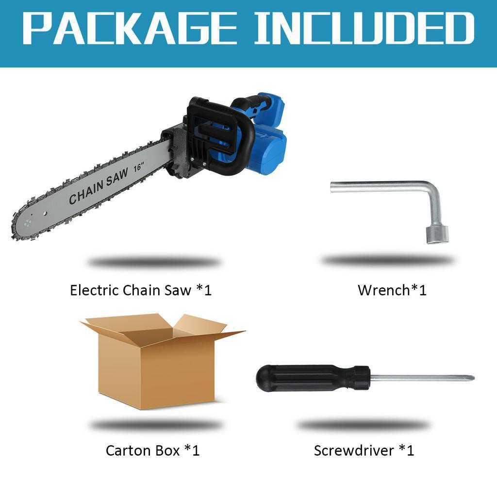 16" Cordless Chainsaw Electric Chain Saw 2800W Tree Saw For 18V Battery Blue/Yellow