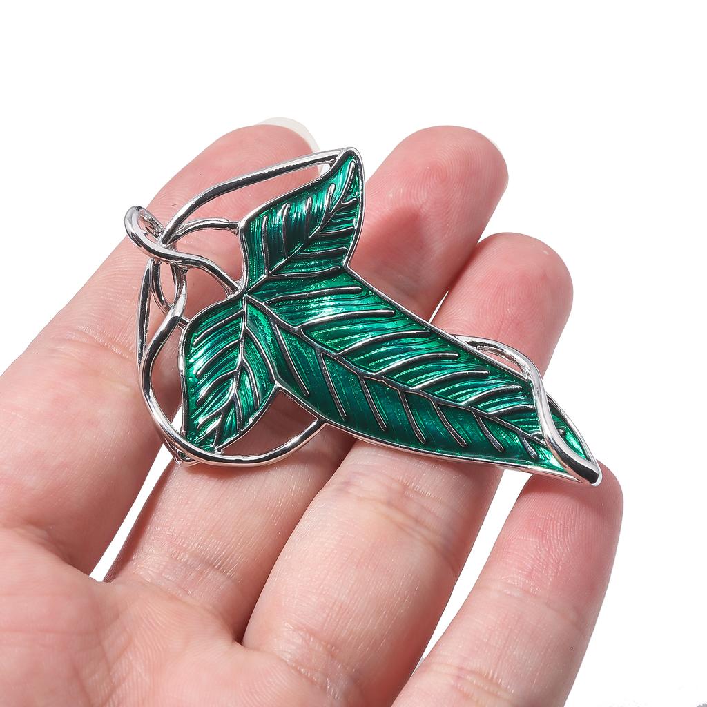 Elf Queen Green Leaves of Lorien Brooch Pin Tolkien Galadriel Legolas Frodo Baggins Aragorn Tree Enamel Badge Movie Jewelry
