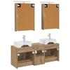 5 Piece Bathroom Furniture Set Artisan Oak Engineered Wood & Glass