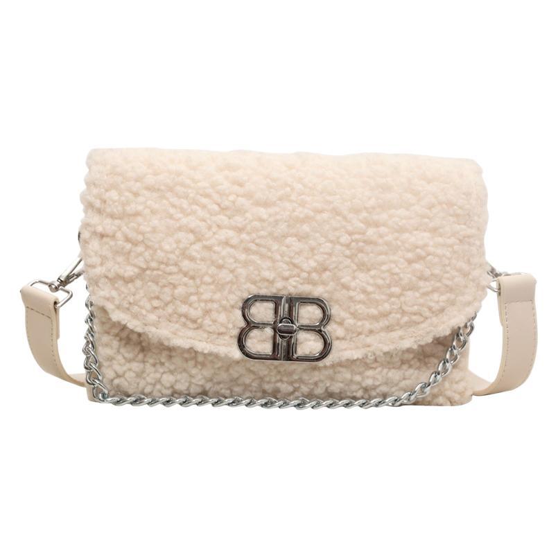 Fashion plush chain Internet celebrity shoulder messenger bag women large capacity sweet cool babes tote armpit bag plush