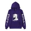 Zero Two Side Profile Anime Hoodie Japanese Letter Print Black Casual Long Sleeve Hooded Sweatshirt Pullover