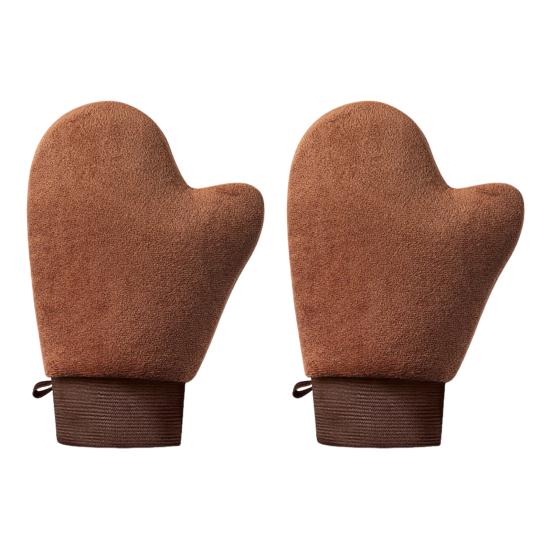 2Pcs Lotion Application Glove Reusable Portable Velvet Sunbathing Gloves Dual-Sided Design Home Tanning Tool