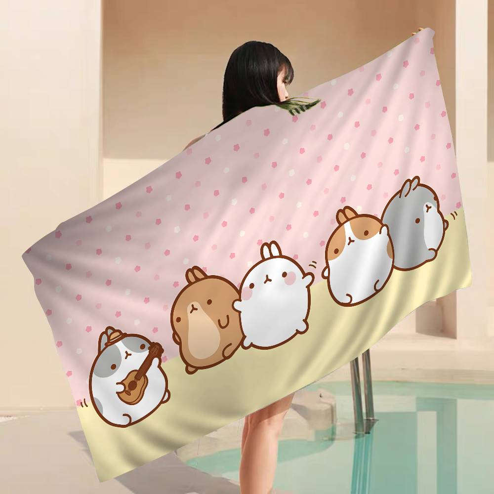 Character M-Molangs Microfiber Printed Beach Towel Mountain Climbing Yoga Beach Swimming Running Absorbent Soft Towel