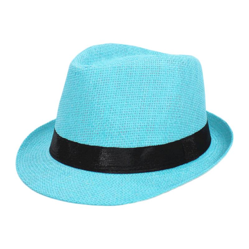 Frühling Sommer Eltern Kind Leinen Stroh Atmungsaktive Kappe Herren Reise Sonnenschutz Band Dekoration Sonnenschutz Jazz Hut Sonnenhut F58
