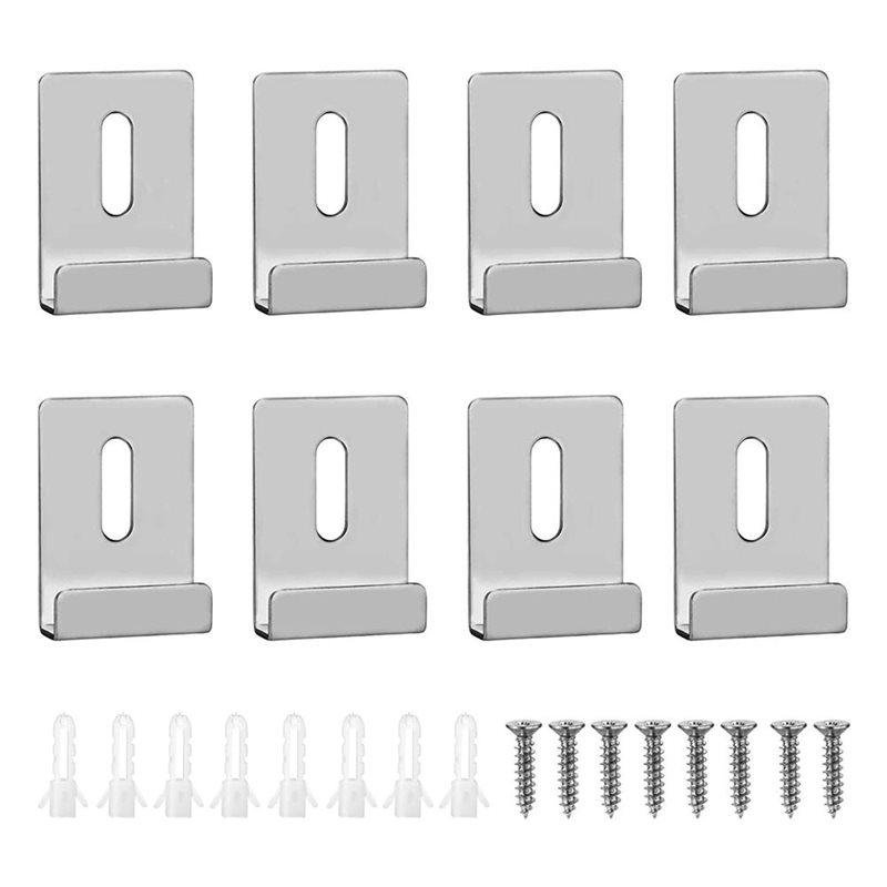 A74E-32Pcs Mirror Clips For Wall Mounting, Metal Mirror Holder Clips Hooks Frameless Wide Channel Mirror Retainer Clips