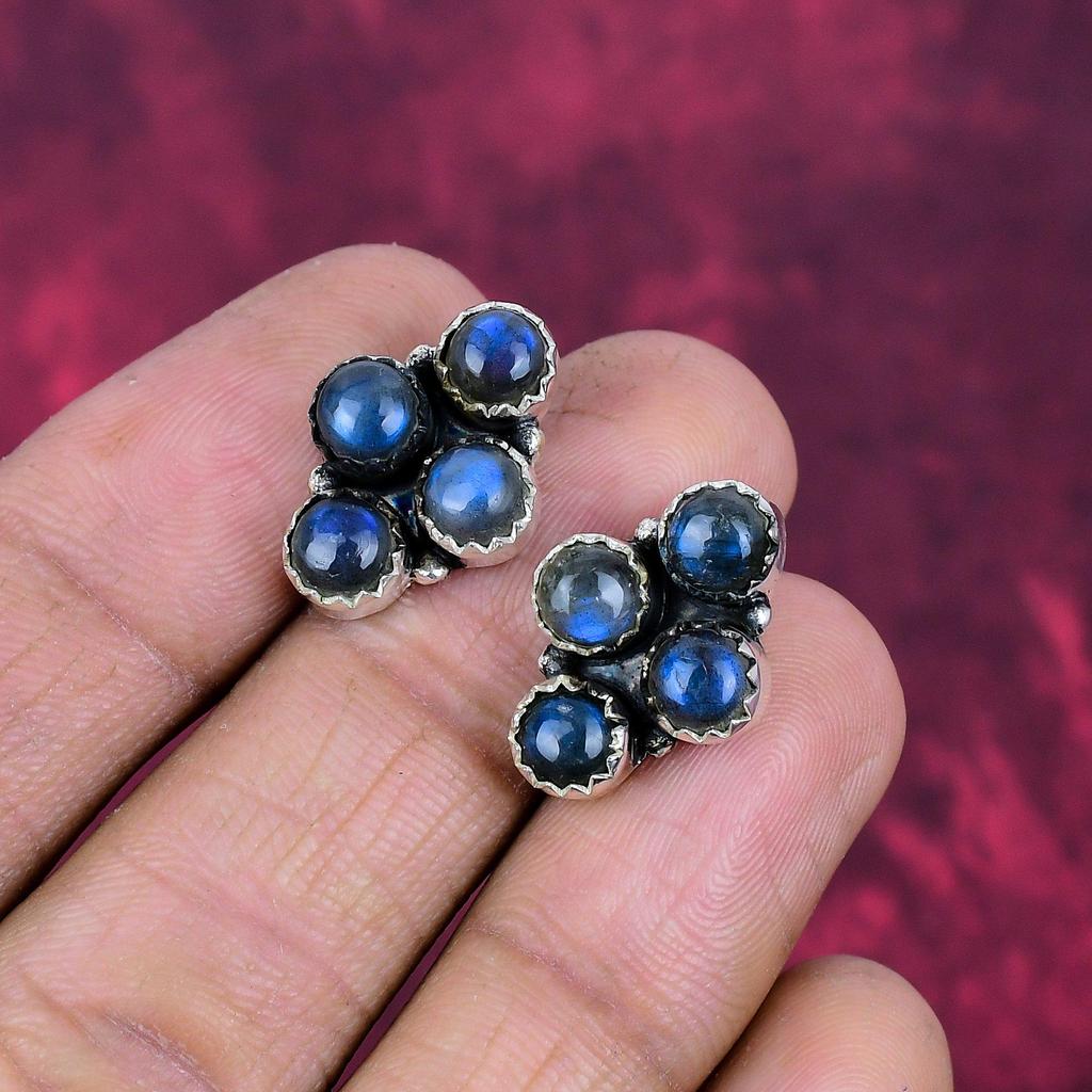 Labradorit Smycken, 925 Äkta Sterlingsilver Örhängen Smycken, Handgjorda Örhängen Ädelstenssmycken För Kvinnor