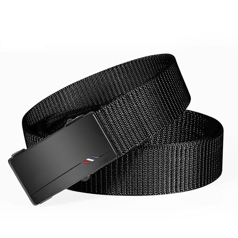 Casual Men's Nylon Belt Woven Canvas Breathable Automatic Buckle Belt For Men Outdoor Sports Strap Fashion Jeans Belt