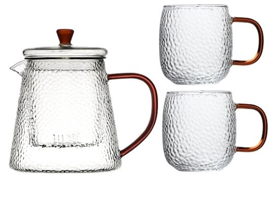 GLASS JUG 1L TEA INFuser with Filter 2 Cups AMBER