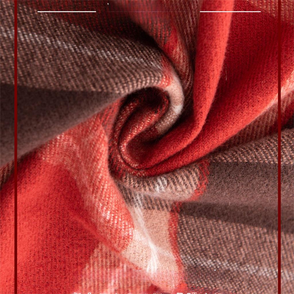 Christmas Red Checkered Scarf Winter Versatile Scarf Women's High Grade Scarf Warm Scarf