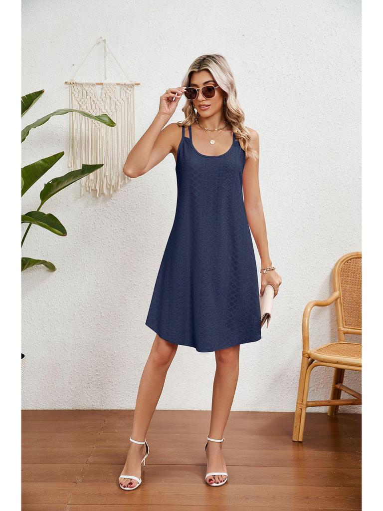 2024 Summer Solid Color Spaghetti Strap Sleeveless Dress