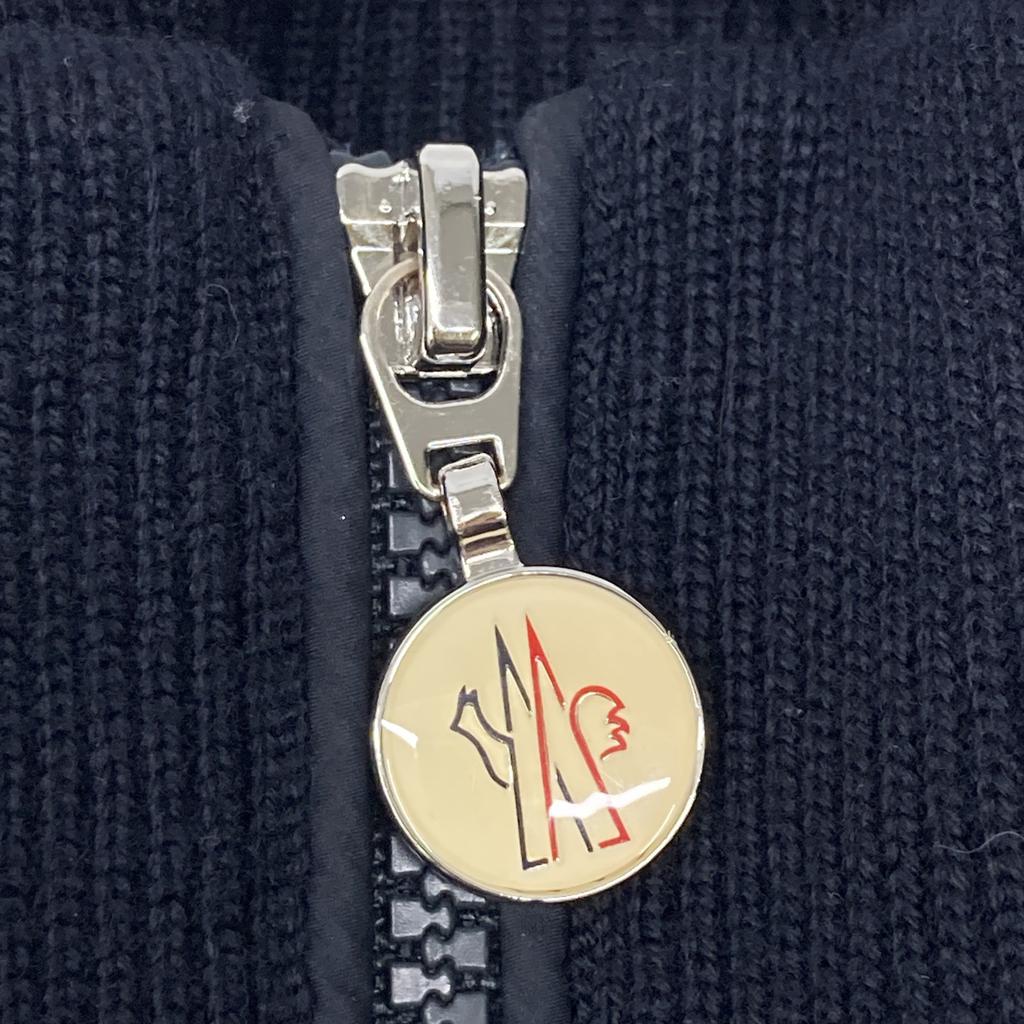 Moncler Excellent Condition 2022 Cardigan Tricot Wool Knit Jacket with Side Logo Jacket M NavyUsed