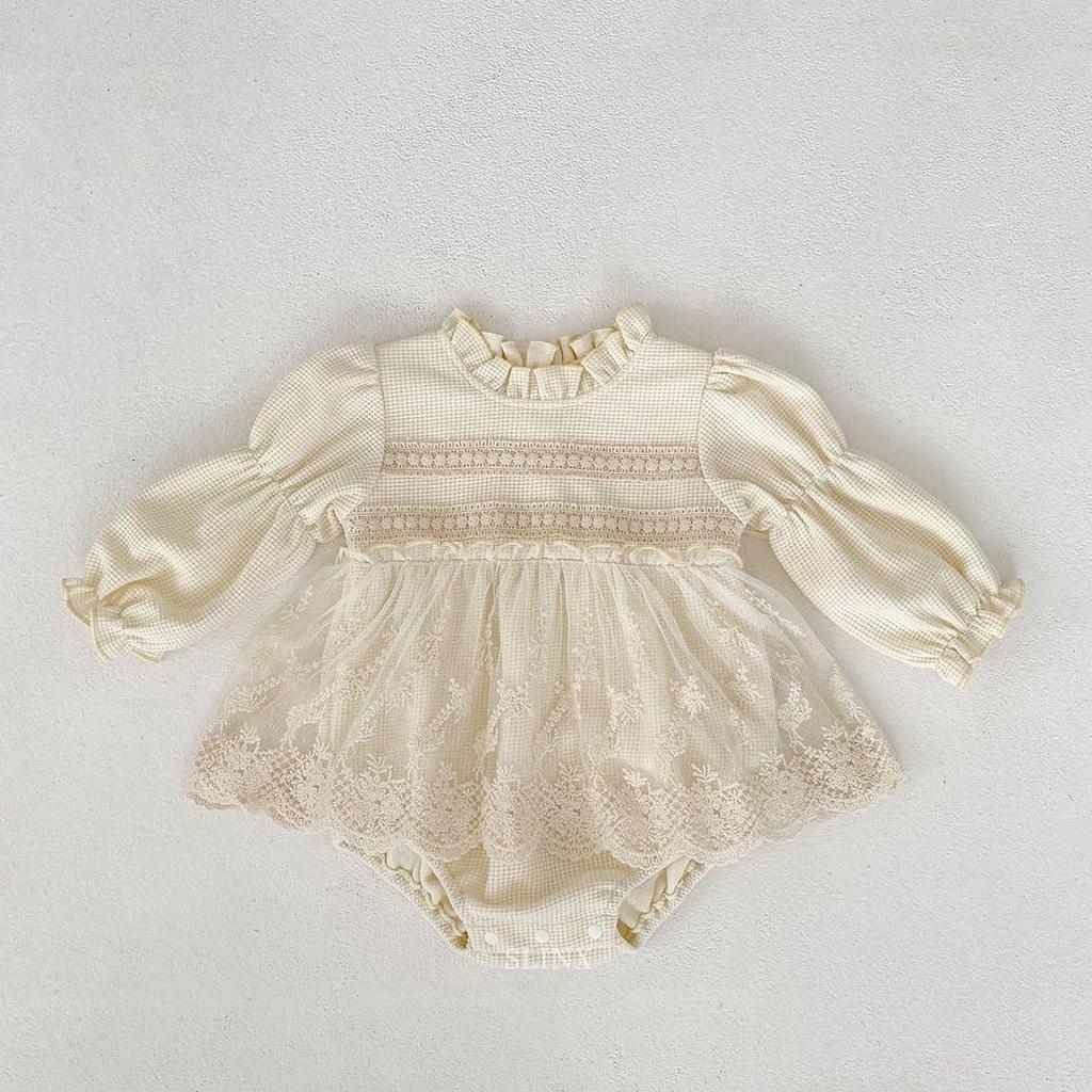 SLINX Lace Floral Ruffled Perfect for and Sizes and Cute and Perfect for Princess QZ2132 Girls' Dress, Print, Sleeves, Weddings, Spring, Autumn,