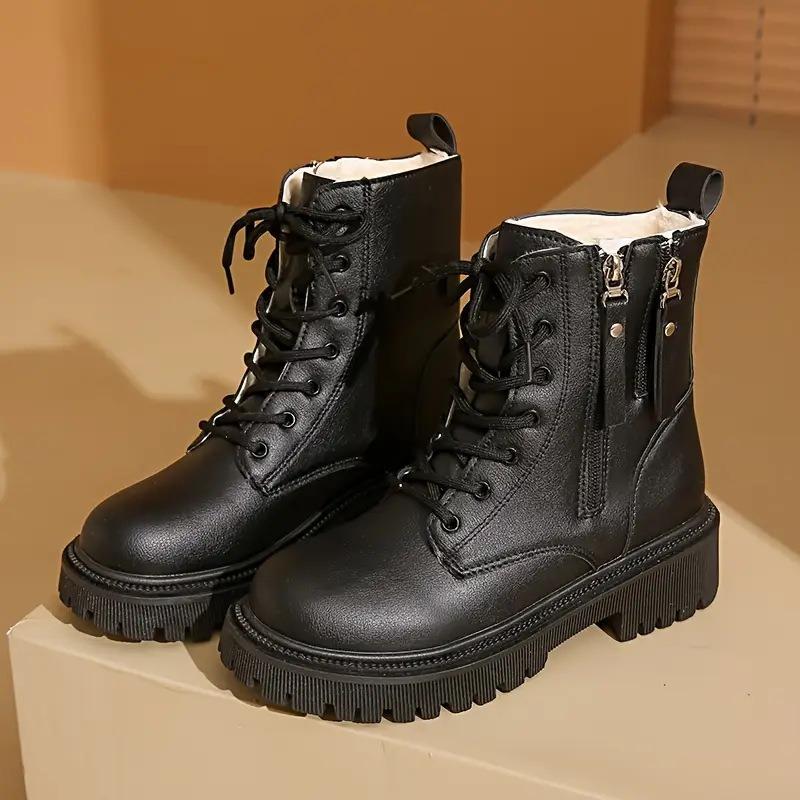 Double Zipper Thick Heel Velvet Martin Boots Women's Autumn and Winter New Fashion Casual Thick-soled Warm Short Boots