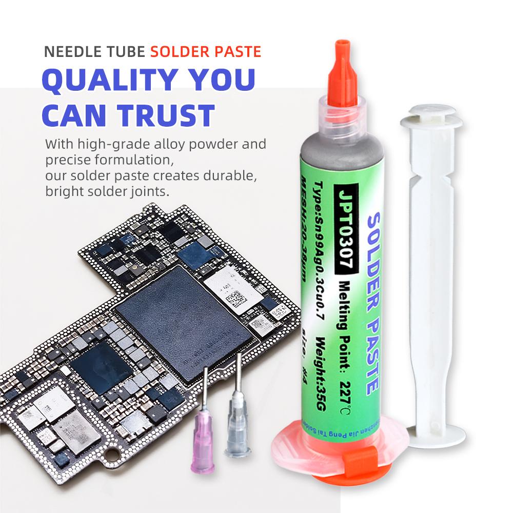 Lead-Free High-Temperature Solder Paste (227℃) Sn99 Ag0.3 Cu0.7 In Needle Tube, Suitable for Mobile Phone USB Port Repair