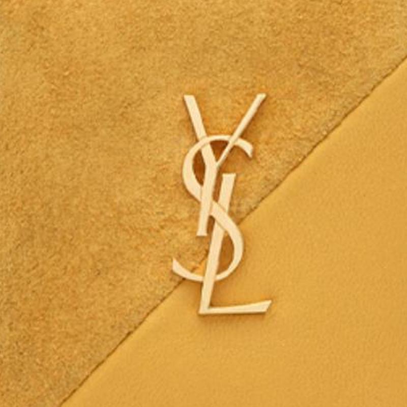 Saint Laurent Ysl Jamie Gold Logo Cube Geometric Suede And Lambskin Coin Purse Women Accessories Sunflower-Yellow 669964-1QS91-7003