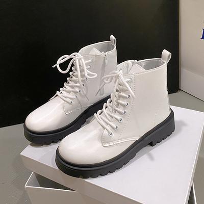 Damskie buty 2024 Jesień/zima Nowe modne brytyjskie buty sznurowane krótkie zapinane na zamek błyskawiczny odporne na zużycie grube skórzane buty na podeszwie
