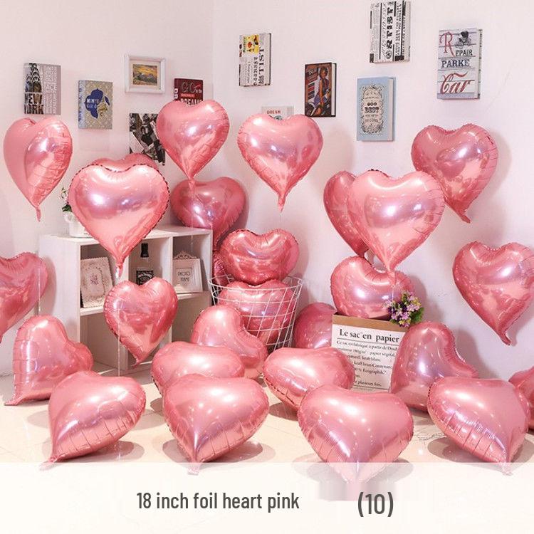 Qixi Valentine's Day Romantic Pink Heart & Star Balloons for Weddings & Birthdays