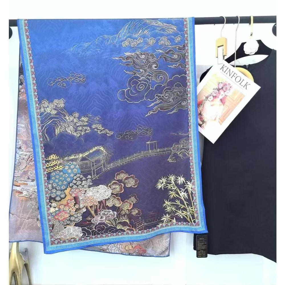 

Иу Шелковый Шарф Шарф Сянъюнь 180 * 70 Длинный Высококлассный Шаль Женский Летнее Пляжное Полотенце Национальный Стиль Принт 180*70