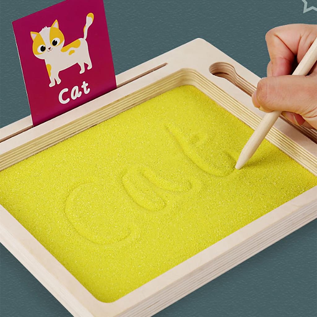 Tablica do rysowania z piaskiem dla dzieci, nauka liter i cyfr z zestawem kartek do pisania, edukacyjne malowanie dla maluchów