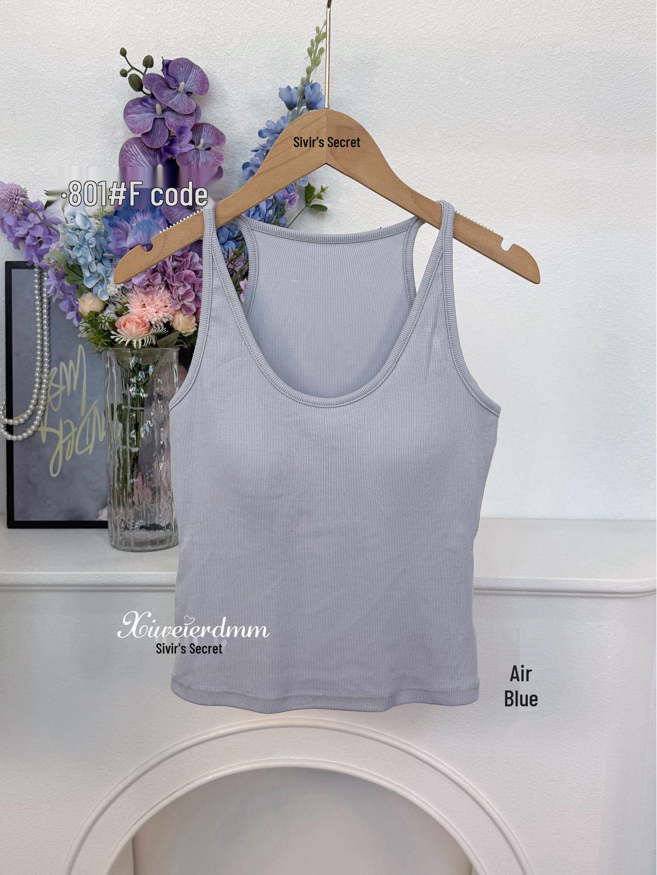 Breathable Cotton Ribbed Camisole with Round Neck, Back Patchwork, and Sexy Thin Straps. One Size (fits 80-130)